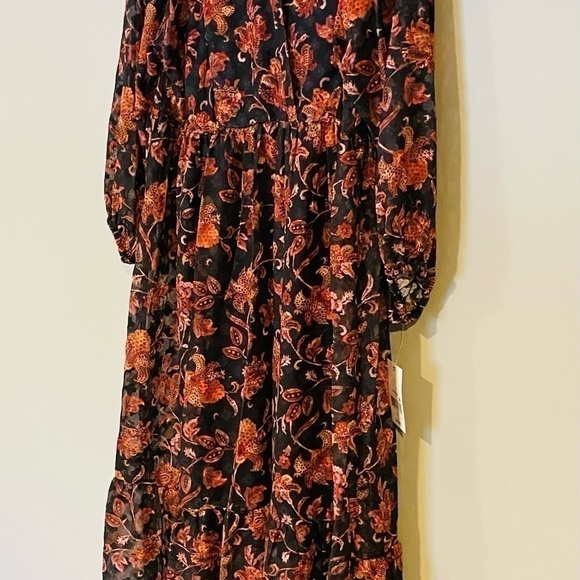 NWT size S black lined with a sheer floral overlay color red, orange black pink - Picture 5 of 11
